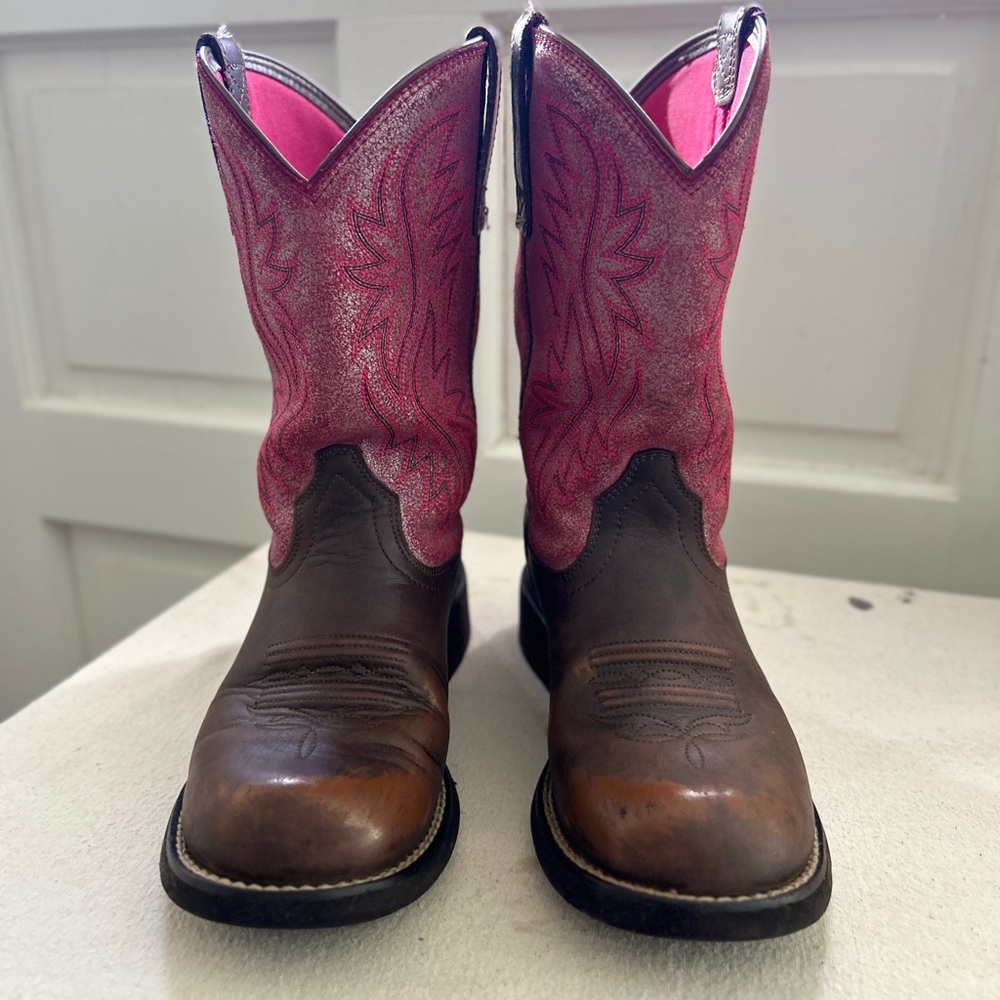 Ariat Fatbaby Heritage Boots Womens 7B Brown Pink Western Cowgirl Rodeo …